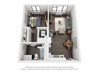 1 bed, 1 bath, 648 sqft, $1,384