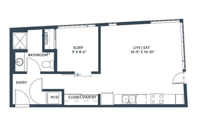 1 bed, 1 bath, 502 sqft, $2,495, Unit 519