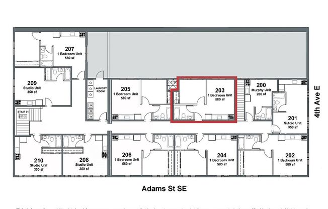 1 bed, 1 bath, 580 sqft, $1,195, Unit 203