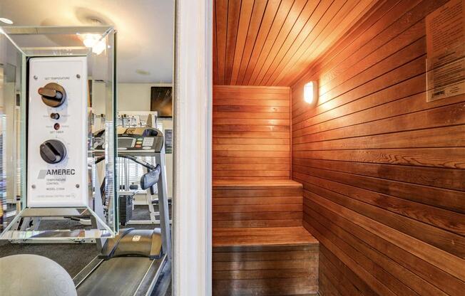 Sauna at Trinity Square Apartments in North Dallas, TX, For Rent. Now leasing 1 and 2 bedroom apartments.