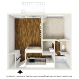 Studio, 1 bath, 506 sqft, $998