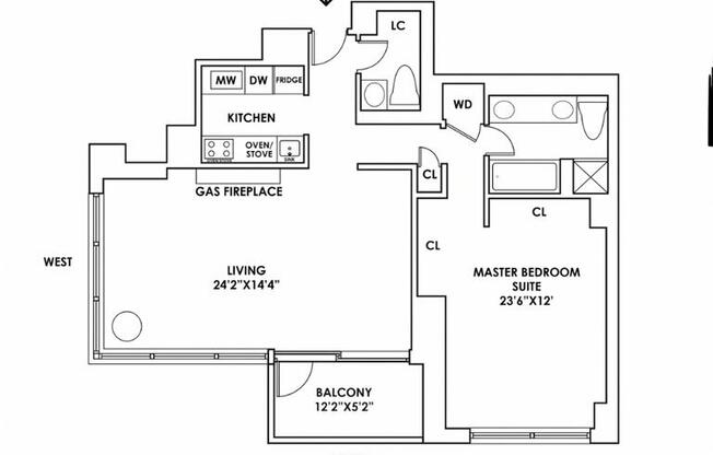 1 bed, 1.5 baths, 845 sqft, $7,000, Unit 19D