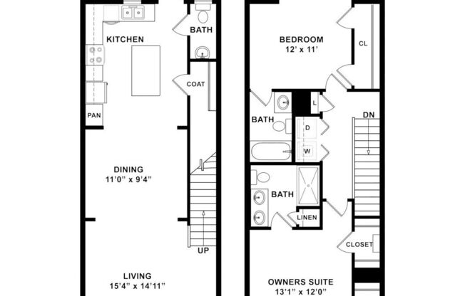 2 beds, 2.5 baths, 1,293 sqft, $2,150