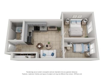 2 beds, 1 bath, 503 sqft, $1,295