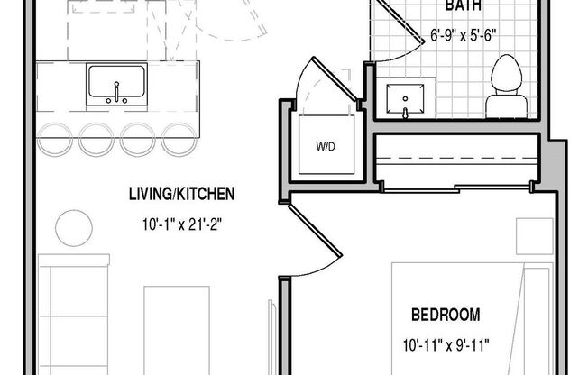 1 bed, 1 bath, 515 sqft, $1,895, Unit 310