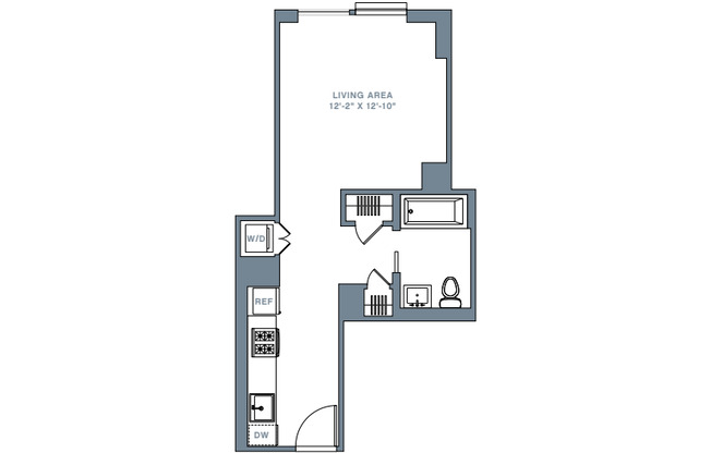 Studio, 1 bath, 443 sqft, $4,328, Unit 18D