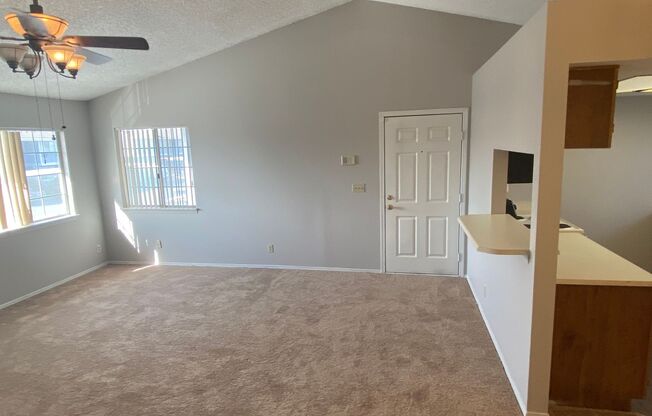 This 2nd floor unit features two bedrooms, and a spacious family room with a decorative fire place.