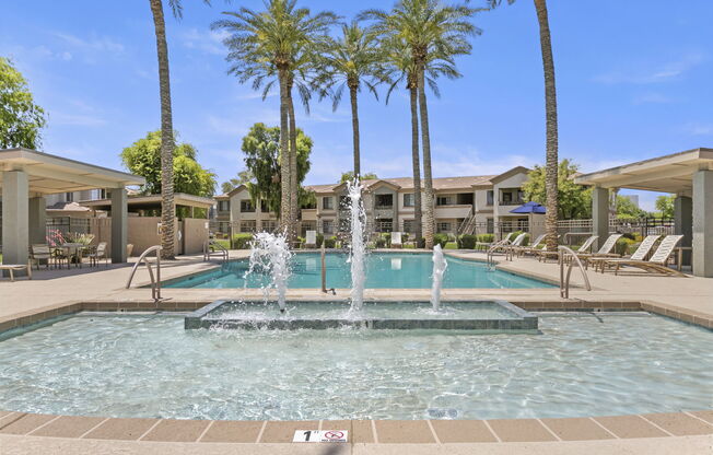 Beautifully resurfaced pool ready for the summer months at Adiamo Palm Valley, Goodyear, AZ, 85395