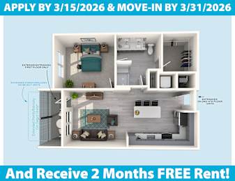 1 bed, 1 bath, 749 sqft, $1,810