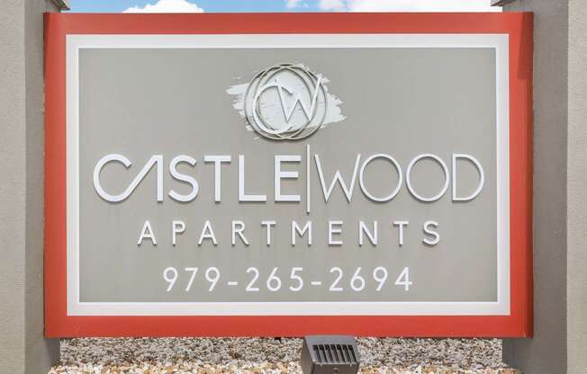 Property Signage at Castlewood Apartments, Clute