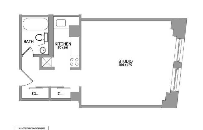 Studio, 1 bath, 465 sqft, $2,500, Unit 4E