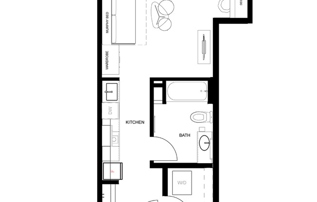 Studio, 1 bath, 411 sqft, $1,250, Unit 411