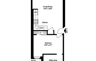 1 bed, 1 bath, $3,495, Unit 4