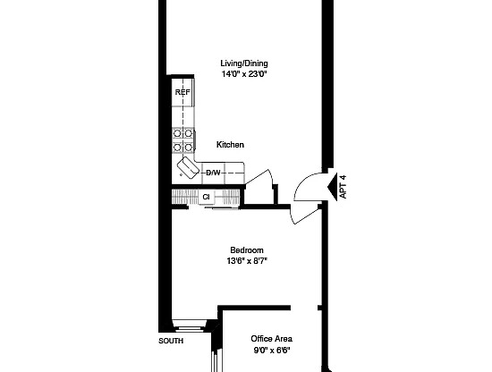 1 bed, 1 bath, $3,495, Unit 4