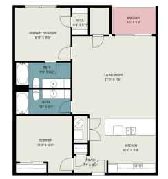 2 beds, 2 baths, 1,035 sqft, $1,700