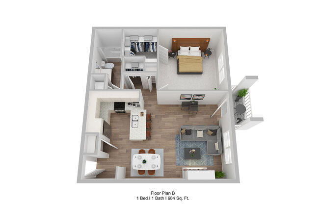 1 bed, 1 bath, 684 sqft, $1,577