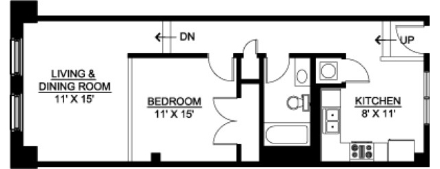 1 bed, 1 bath, 630 sqft, $1,200, Unit 623