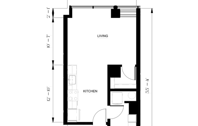 Studio, 1 bath, 497 sqft, $1,895, Unit 103
