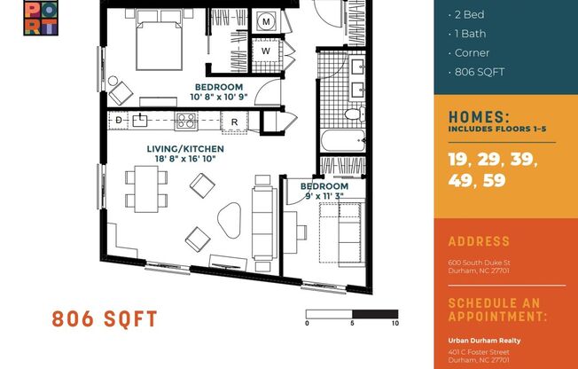 2 beds, 1 bath, $2,000, Unit # 59
