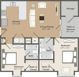 2 beds, 2 baths, 1,000 sqft, $1,412