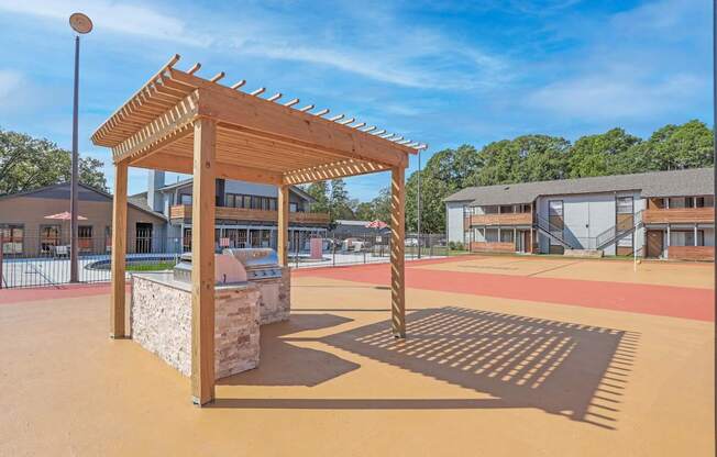 A shaded area to barbeque outside at The Marq in Shreveport, LA