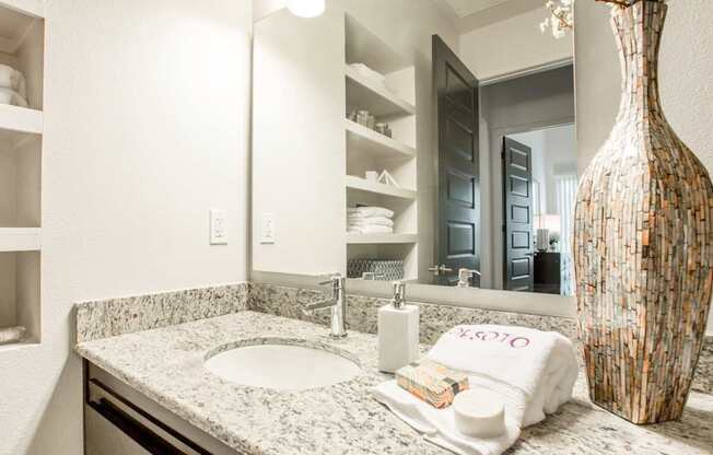Renovated Bathrooms With Quartz Counters at Sorrel at Warner Center, Woodland Hills, California