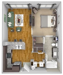 1 bed, 1 bath, 672 sqft, $1,438