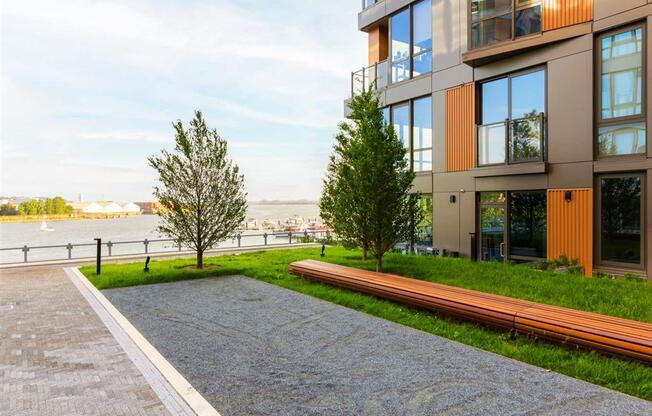 RiverPoint apartments exterior building with views of the Anacostia River