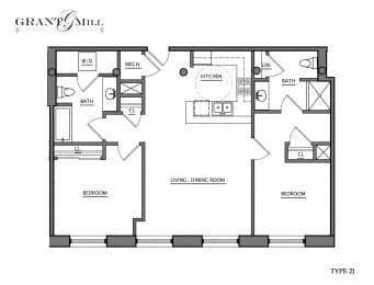 2 beds, 2 baths, 983 sqft, $2,450