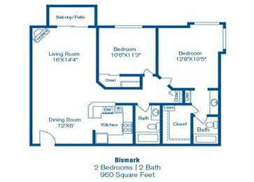 2 beds, 2 baths, 960 sqft, $2,761