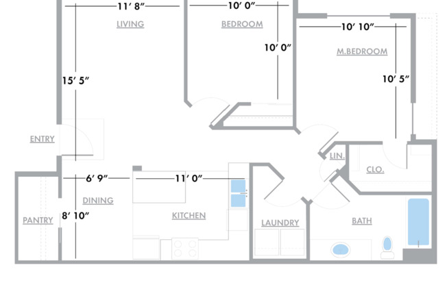 2 beds, 1 bath, 913 sqft, $1,900, Unit B-306