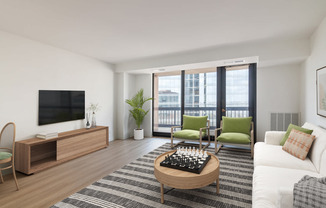 Living Room with Hard Surface Flooring and Balcony