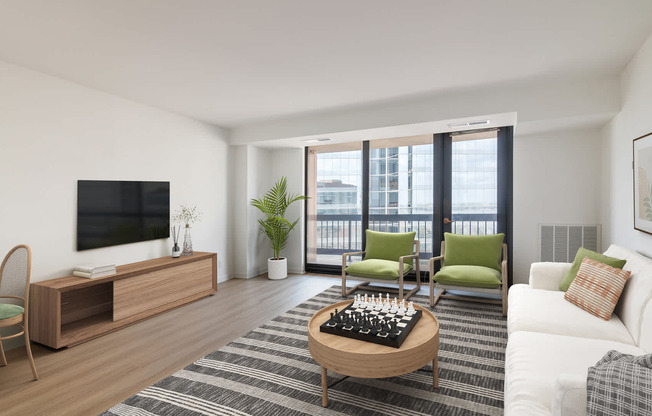 Living Room with Hard Surface Flooring and Balcony