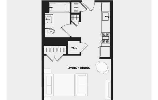 Studio, 1 bath, 434 sqft, $3,110, Unit 519