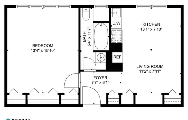 1 bed, 1 bath, 575 sqft, $1,800, Unit 203
