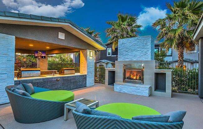 Outdoor Lounge With Firepit at Lyric Apartments, Las Vegas, NV, 89183