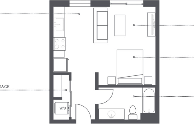 Studio, 1 bath, 483 sqft, $1,390, Unit 242
