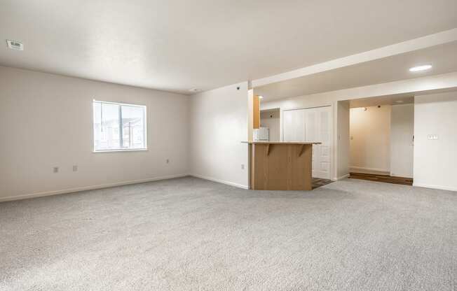 Empty room with a window and a door