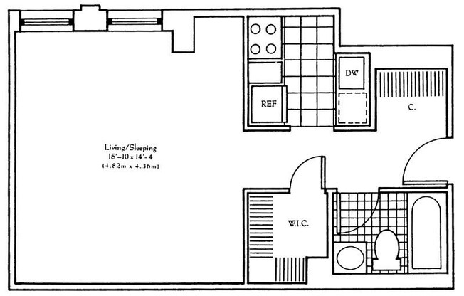 Studio, 1 bath, 405 sqft, $2,950, Unit 15E