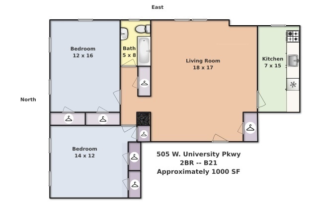 2 beds, 1 bath, 800 sqft, $1,695, Unit B21