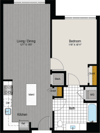 1 bed, 1 bath, 696 sqft, $1,845