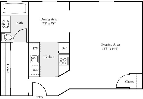 Studio, 1 bath, 490 sqft, $2,569, Unit 309