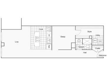 1 bed, 1 bath, 819 sqft, $1,280