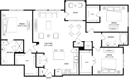 3 beds, 2 baths, 1,454 sqft, $2,207