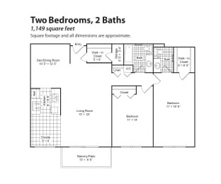 2 beds, 2 baths, 1,149 sqft, $1,499