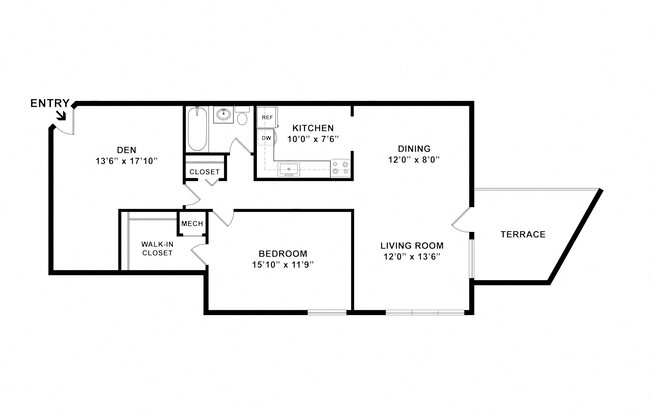 1 bed, 1 bath, 767 sqft, $1,570