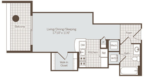 Studio, 1 bath, 443 sqft, $1,999