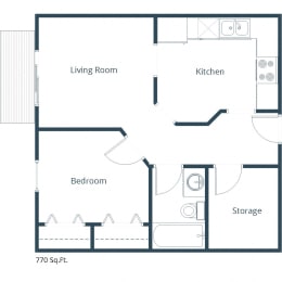 1 bed, 1 bath, 770 sqft, $815