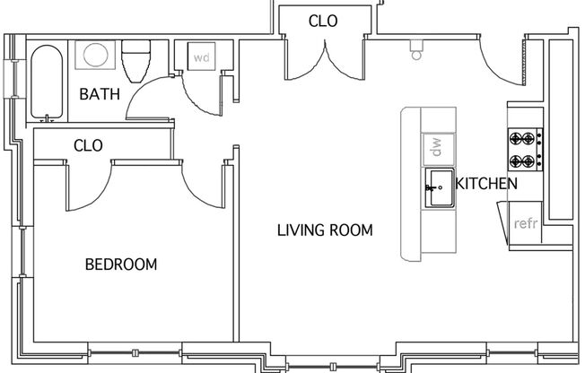 1 bed, 1 bath, 585 sqft, $1,310, Unit Apt C-08