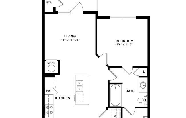 1 bed, 1 bath, 695 sqft, $868